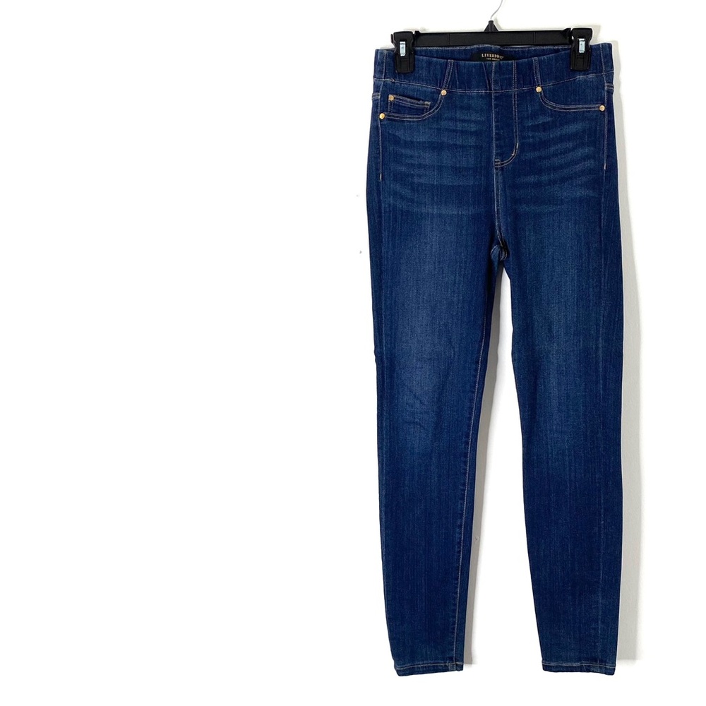 Liverpool The High Rise Ankle Jegging Dark Wash Pull On Stretch Denim